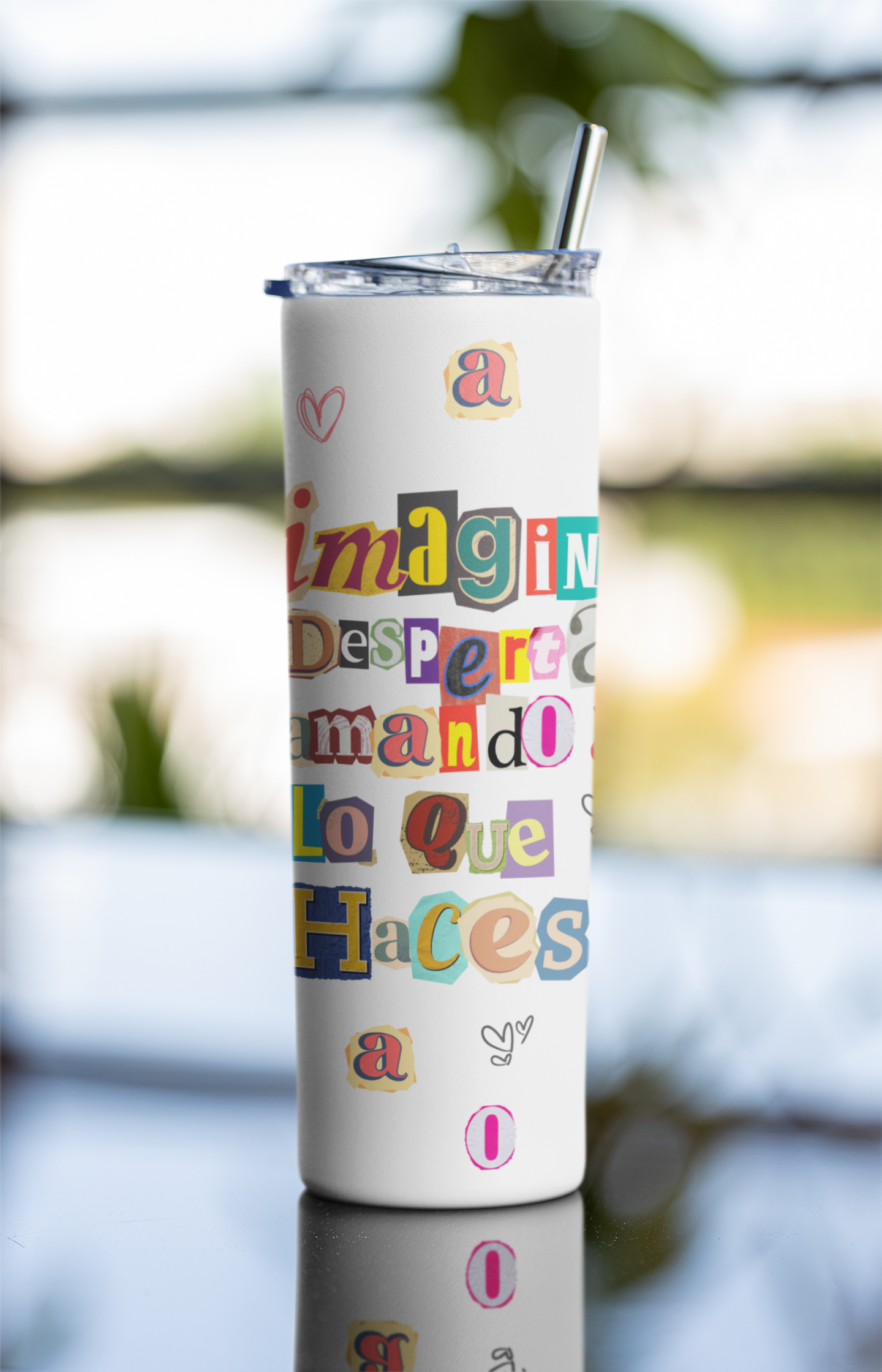 “20oz Sublimation Tumbler ✨ Imagina despertar amando lo que haces| Includes Straw & Brush | Retro Motivational Gift