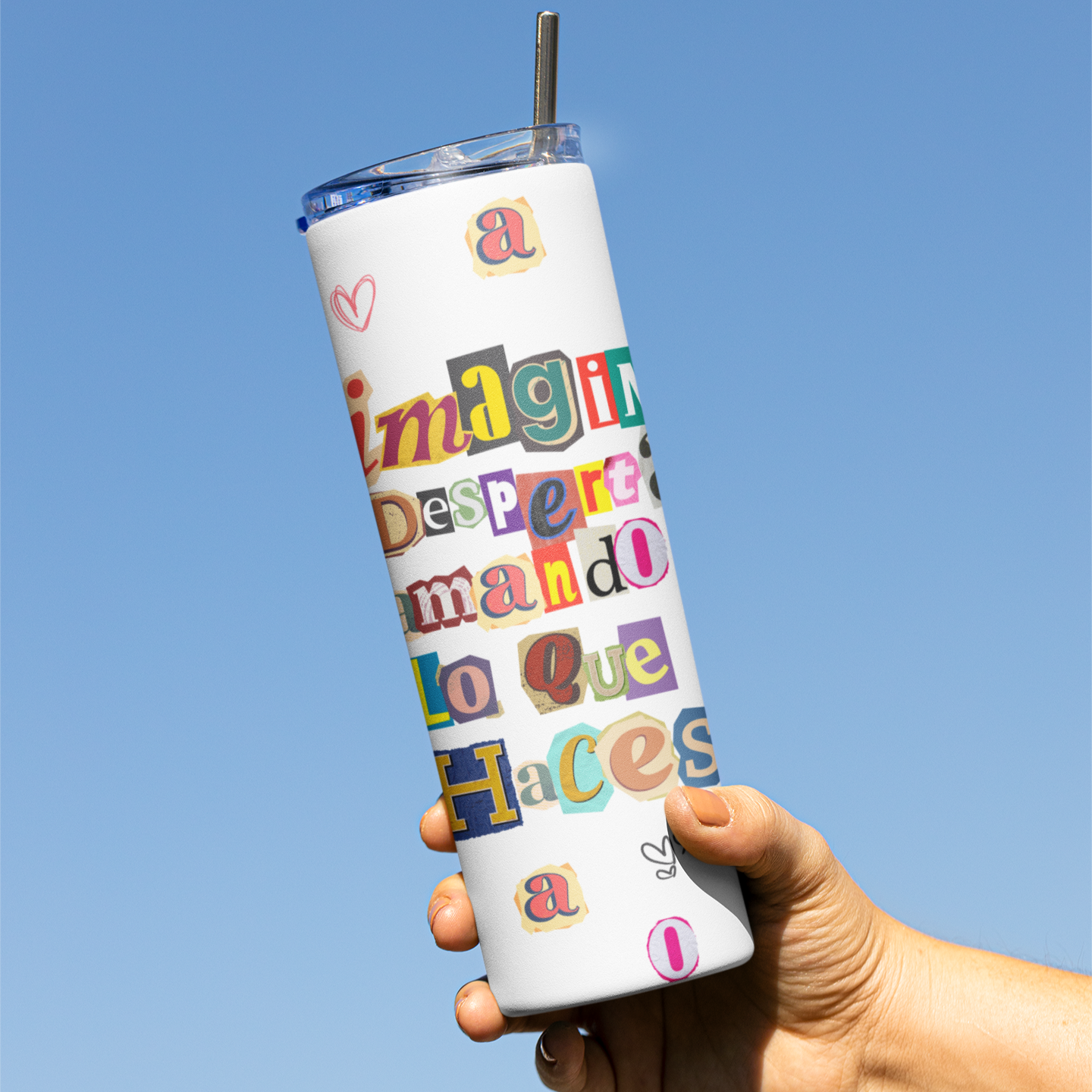 “20oz Sublimation Tumbler ✨ Imagina despertar amando lo que haces| Includes Straw & Brush | Retro Motivational Gift