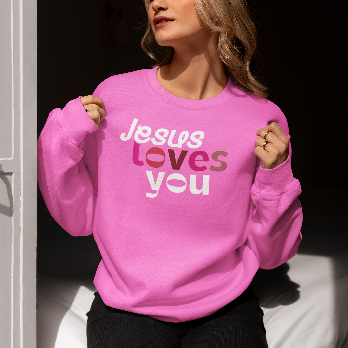 Jesus Loves You Sweatshirt – Christian Long Sleeve for Women | Faith-Based Apparel | Inspirational Bible Verse Sweater | Christian Gift
