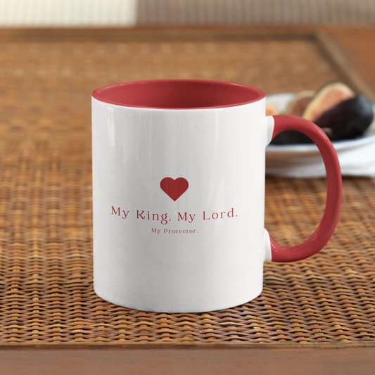 Christian Coffee Mug - 'My King, My Lord, My Protector' | Faith-Based Gift for Women | Bible Verse Mug | Inspirational Christian Cup