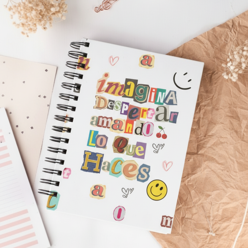“Motivational Notebook ✨ Imagina despertar amando lo que haces | Retro Journal for Women, Dreamers & Creators”