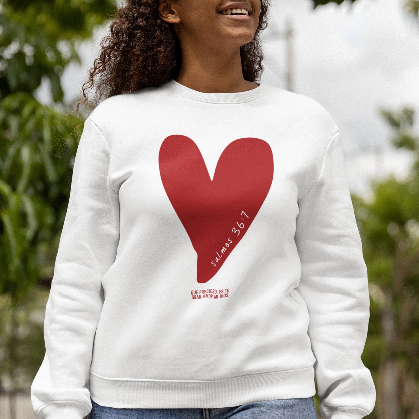 Christian Crewneck - Psalm 36:7 Sweatshirt - Faith-Based Apparel, Bible Verse Gift, Religious Cozy Sweater for Women