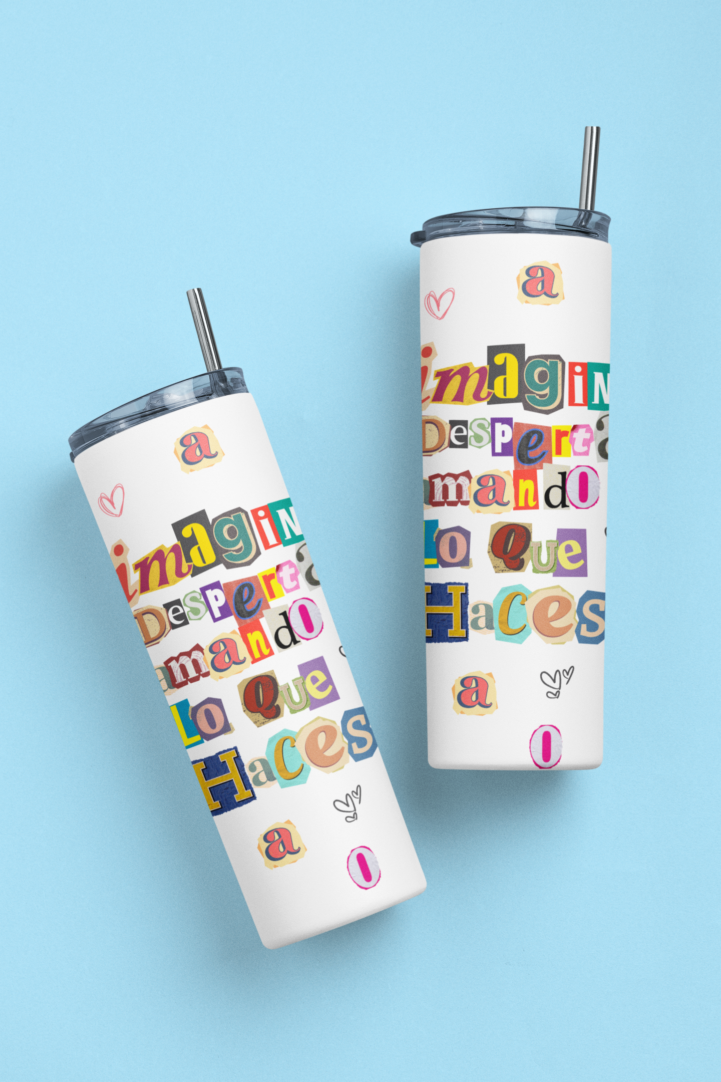 “20oz Sublimation Tumbler ✨ Imagina despertar amando lo que haces| Includes Straw & Brush | Retro Motivational Gift