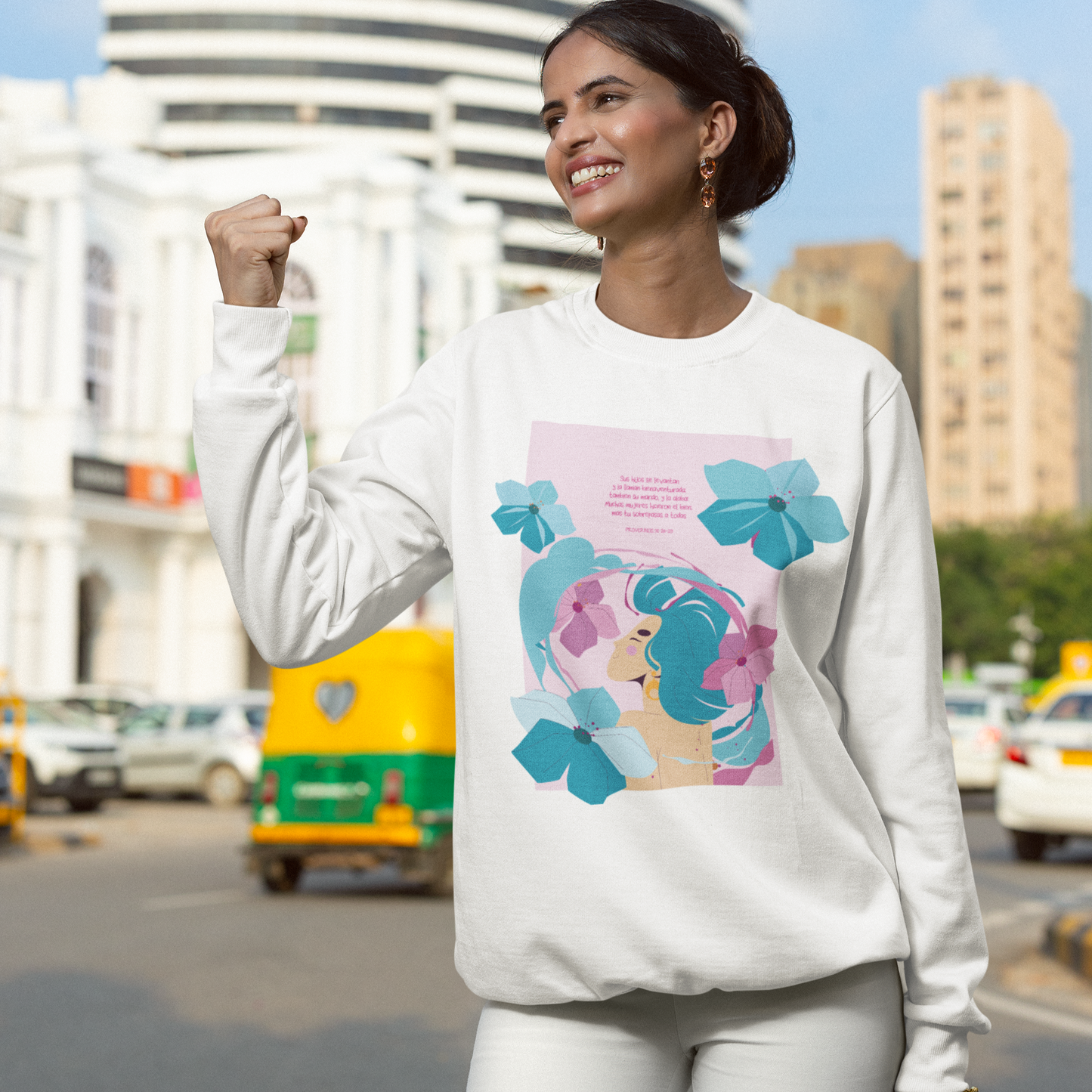 Proverbs 31 Woman Sweatshirt | Christian Apparel for Women | Bible Verse Gift | Faith-Based Crewneck | "Her Children Rise Up" Pullover