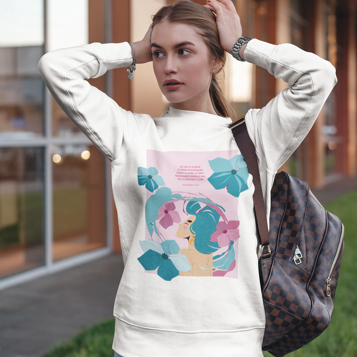 Proverbs 31 Woman Sweatshirt | Christian Apparel for Women | Bible Verse Gift | Faith-Based Crewneck | "Her Children Rise Up" Pullover